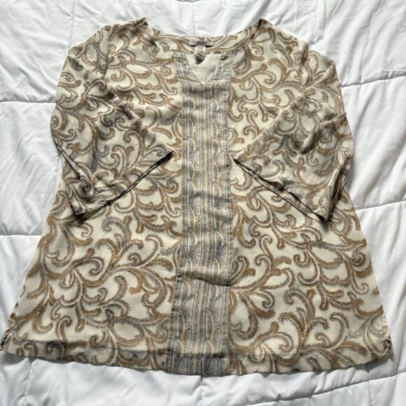 Covington Tops - Covington Womens Size 16/18W 3/4 Sleeve Blouse V Neck Lightweight Office